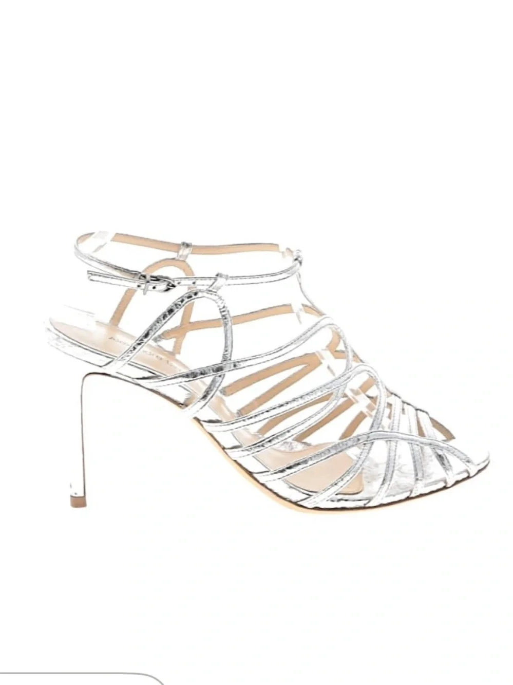 Alexandre Birman Metallic Silver Strappy Stiletto Sandals